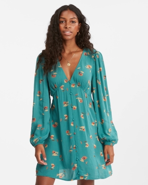 Women's Billabong Days On End Mini Dress Turquoise | 574XILJNU