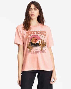 Women's Billabong Desert Nights Graphic Boyfriend T Shirts Coral | 396YIUDLZ
