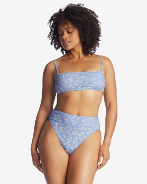 Women's Billabong Dont Be Blue Square Bralette Bikini Tops Blue | 014OIYJPQ