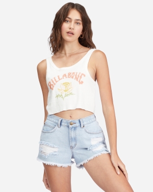 Women's Billabong Drift Away Frayed Denim Shorts Blue | 476FHEUGQ