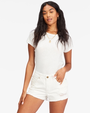 Women's Billabong Drift Away Frayed Shorts Light Blue | 491CVDIUG