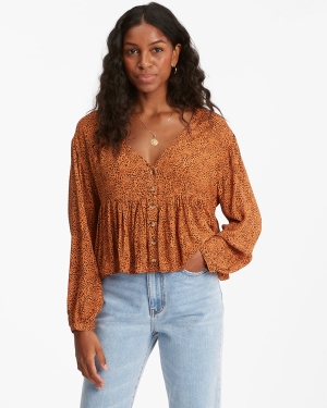 Women's Billabong Easy Street Long Sleeve Blouse Multicolor | 965ZWYQJH