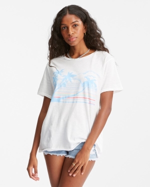 Women's Billabong Enjoy The Journey Boyfriend T Shirts Light Blue | 854UMDXKS