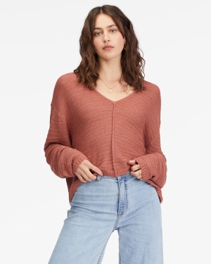 Women's Billabong Every Day Pullover Sweaters Red | 265NQKUGA