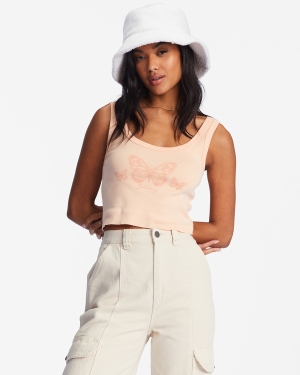 Women's Billabong Feel It All Graphic Tanks Coral | 760UHGMBF