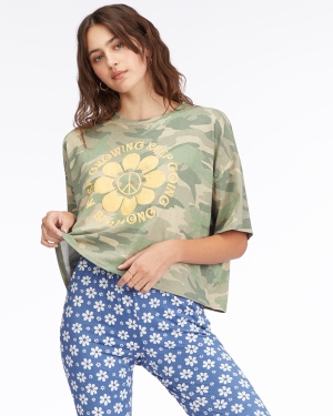 Women's Billabong Feeling Free Graphic T Shirts Camo | 632LXDZTW