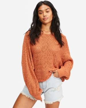 Women's Billabong Forever Golden V-Neck Pullover Sweaters Multicolor | 718RXKZPW