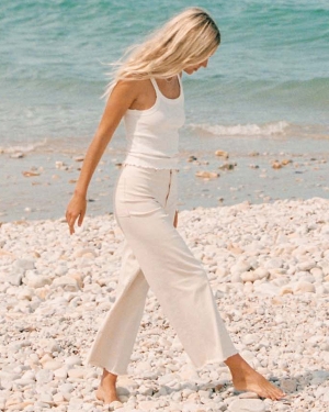 Women's Billabong Free Fall High-Waist Pants White | 582GFILVN