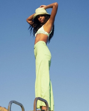 Women's Billabong Free Fall High-Waist Pants Green | 673HXBKQI