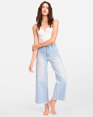 Women's Billabong Free Fall Indigo Wide-Leg Jeans Pants Blue | 207ALHGOZ