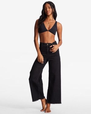 Women's Billabong Free Fall Wide-Leg Pants Black | 280XZBPLI