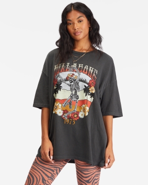 Women's Billabong Full Moon Magic Boyfriend T Shirts Black | 287APQDKC