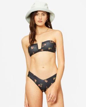 Women's Billabong Golden Shore Square Underwire Bikini Tops Black | 013VWKHXL