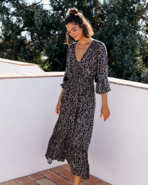 Women's Billabong Good Vibrations Maxi Dress Black | 158IDYPTG