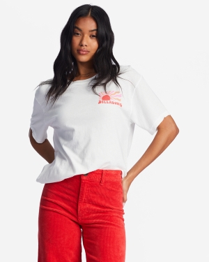 Women's Billabong Happy To Be Here Graphic Boyfriend T Shirts Light Blue | 803REJDMA