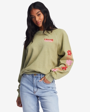 Women's Billabong Here We Go Graphic Crewneck Sweatshirt Multicolor | 719VPNYSE
