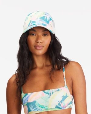 Women's Billabong Heritage Mashup Trucker Hats Blue Green | 256DMQHGJ