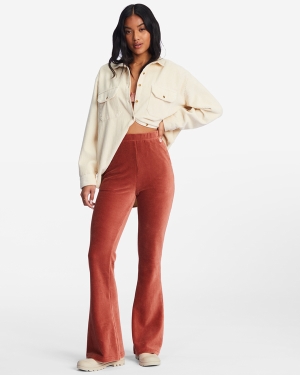 Women's Billabong Hit A Cord High-Waisted Corduroy Flared Pants Chocolate | 289CEBXGU