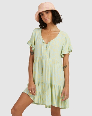 Women's Billabong Hot Tropics Mini Dress Blue | 762AHTMNC
