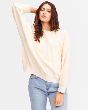 Women's Billabong Ideal Crewneck Sweatshirt White | 916NWVXTH