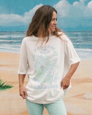 Women's Billabong In The Garden Boyfriend T Shirts Light Blue | 810JESABQ