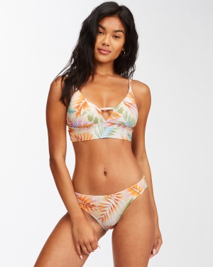Women's Billabong Island Calling V-Neck Bikini Tops Light Blue | 419QUFZHA