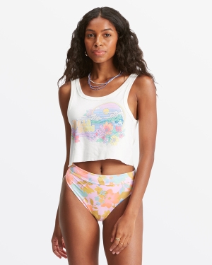 Women's Billabong Island Flower Tanks Light Blue | 825PIKSCM
