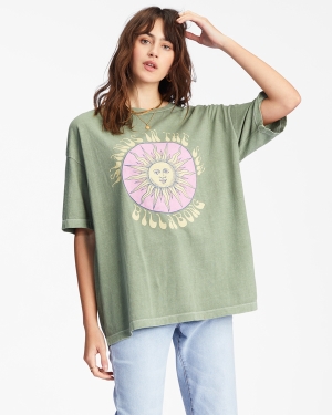 Women's Billabong Islands In The Sun Oversized Graphic Boyfriend T Shirts Multicolor | 716DWKIHR