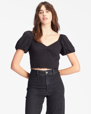 Women's Billabong Its Love Fitted Knit Tops Black | 481WTDYGZ