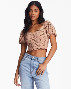 Women's Billabong Its Love Fitted Knit Tops Brown | 782BGRYQU