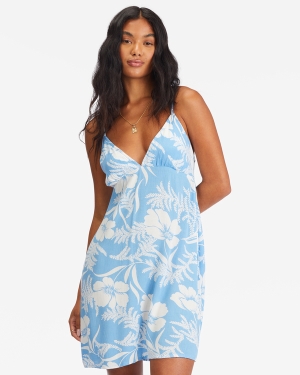 Women's Billabong Just Add Sun Mini Slip Dress Blue | 768CQIOWE