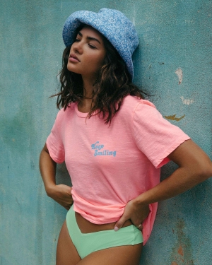 Women's Billabong Keep Smiling Boyfriend T Shirts Multicolor | 735XSJYMI