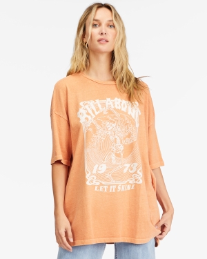 Women's Billabong Let It Shine Boyfriend T Shirts Multicolor | 256QXLJMC