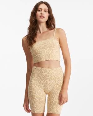 Women's Billabong Little Shores Knit Cami Tops Light Gold | 208PKYNVS