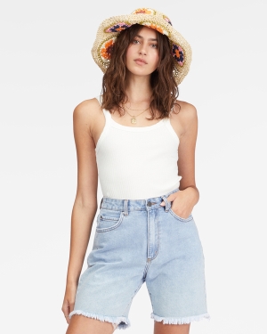 Women's Billabong Long Time Denim Shorts Blue | 250EWDAUJ