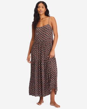Women's Billabong Love Forever Midi Dress Black | 506SHIOGK