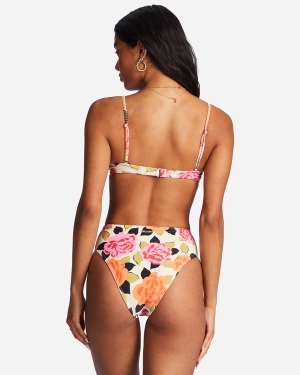 Women's Billabong Magic Gardens High-Rise Maui Rider Bikini Bottoms White | 451MNFQJS