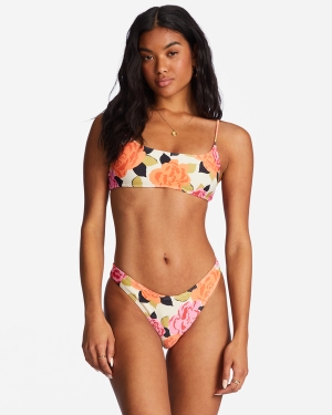 Women's Billabong Magic Gardens Skinny Mini Crop Bikini Tops White | 761UHGWCF