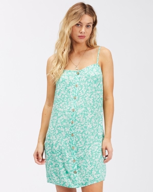 Women's Billabong Morning Light Mini Slip Dress Green | 186GNEZIF