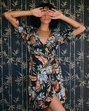 Women's Billabong My Babylon Wrap Dress Black | 093MJTLYX
