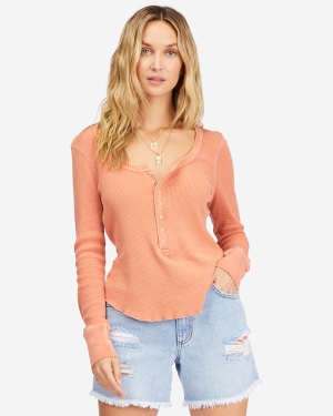Women's Billabong My Henley Long Sleeve Knit Tops Multicolor | 256EOCUYJ