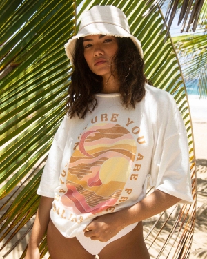 Women's Billabong Nature Is Free Boyfriend T Shirts Light Blue | 385YMIADX
