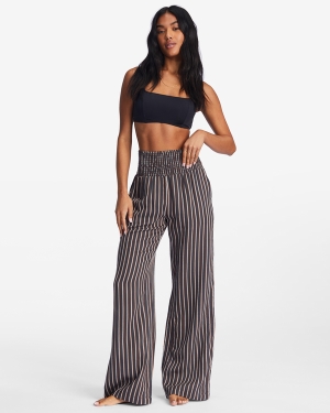 Women's Billabong New Waves 2 Elastic Waist Pants Black | 275RBJVIT
