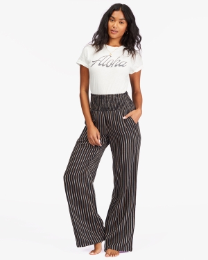 Women's Billabong New Waves 2 Elastic Waist Pants Black | 347PVAEDG
