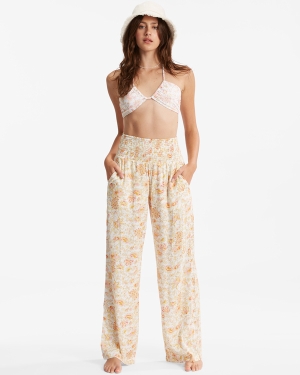 Women's Billabong New Waves 2 Wide-Leg Pants White / Multicolor | 164GTEKXP