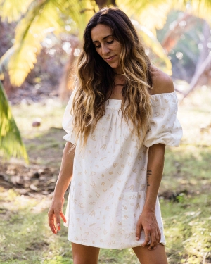 Women's Billabong On The Shore Babydoll Mini Dress Beige | 374TJMZWG