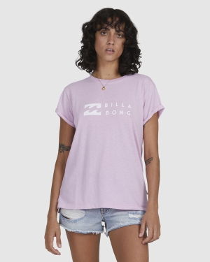 Women's Billabong One Wave Burnout T Shirts Purple | 734TAVDNP