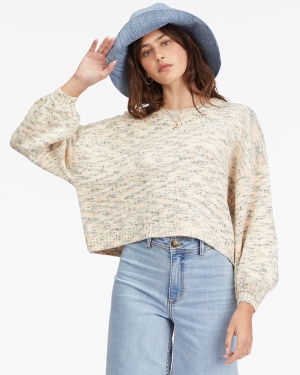 Women's Billabong Party Waves Pullover Sweaters White | 139GPHYZE