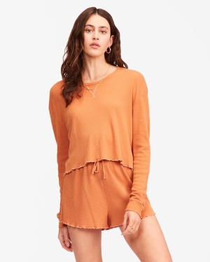 Women's Billabong Pick Me Up Waffle Knit Long Sleeve Tops Multicolor | 513POIVNJ