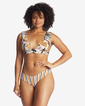 Women's Billabong Postcards From Paradise Plunge Reversible Bikini Tops Multicolor | 930WAMYZI